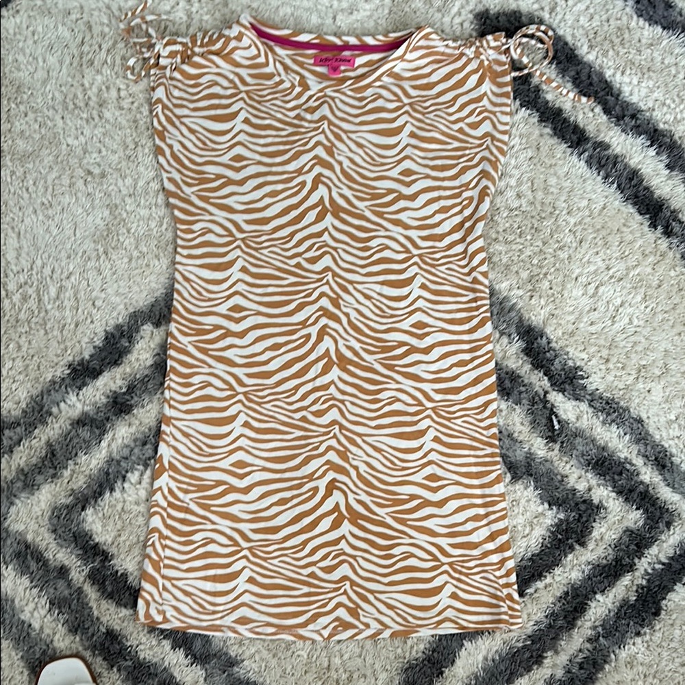 Betsey Johnson Zebra Print Dress - Tan and White